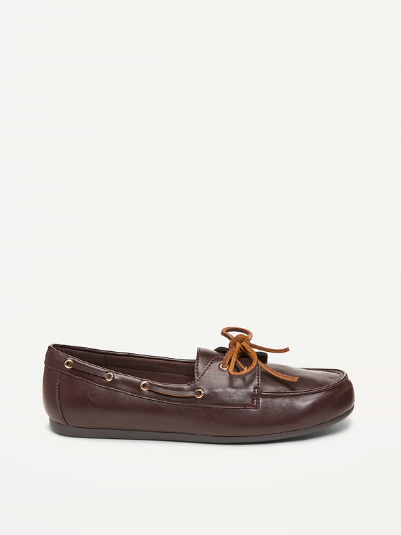 Faux-Leather Boat Shoes for Women