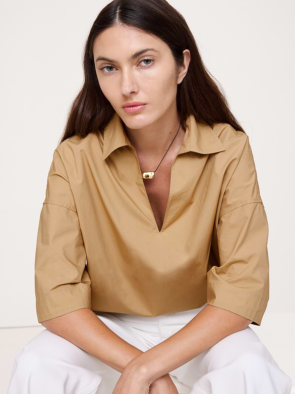 Cotton Poplin Popover Tunic