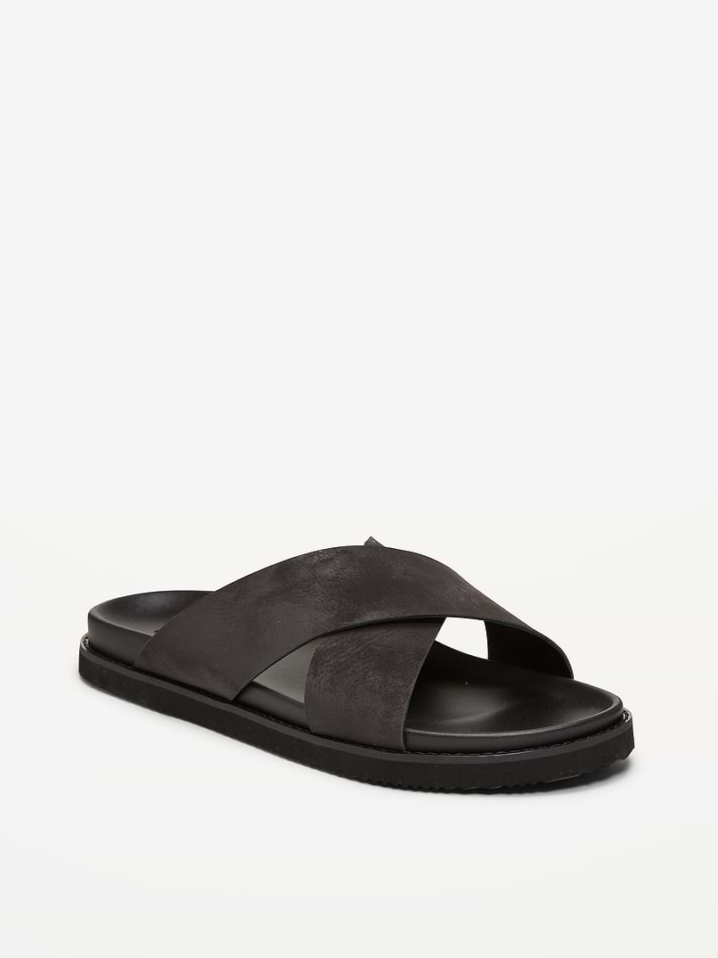 Faux-Leather Cross-Strap Slide Sandals for Men | Old Navy display picture 3