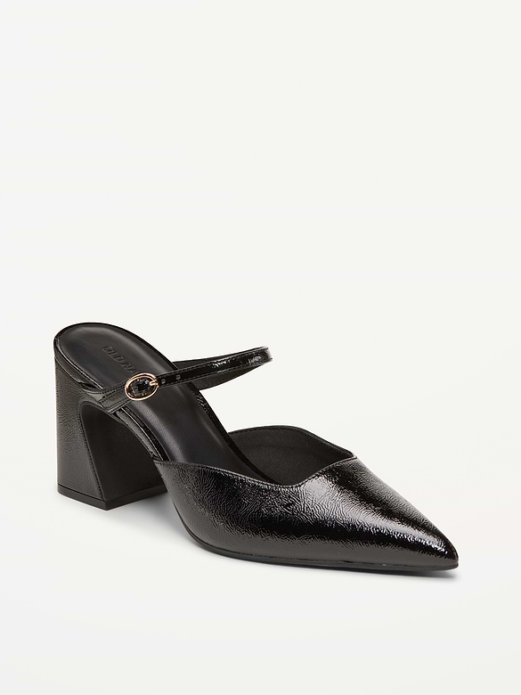 Buckle-Strap Mule Heels for Women