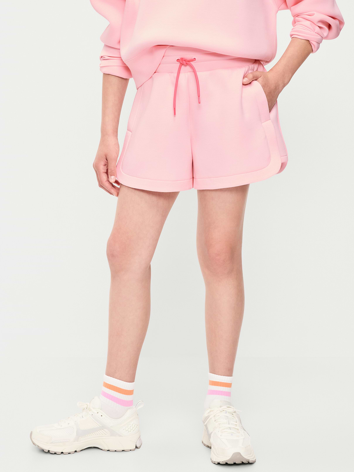 Image number 1 showing, High-Waisted Bounce Fleece Shorts for Girls