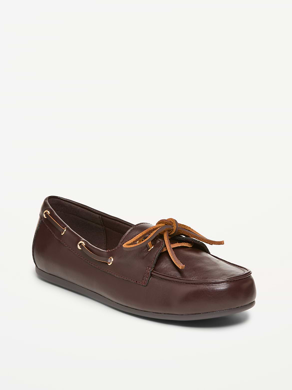 Faux-Leather Boat Shoes for Women