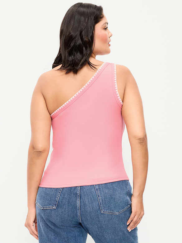Ribbed One-Shoulder Tank Top