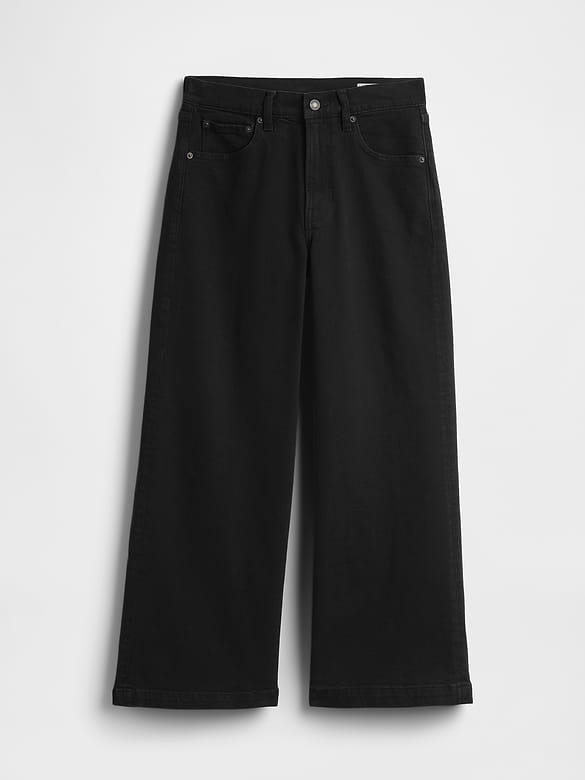 High Rise Stride Wide-Leg Ankle Jeans