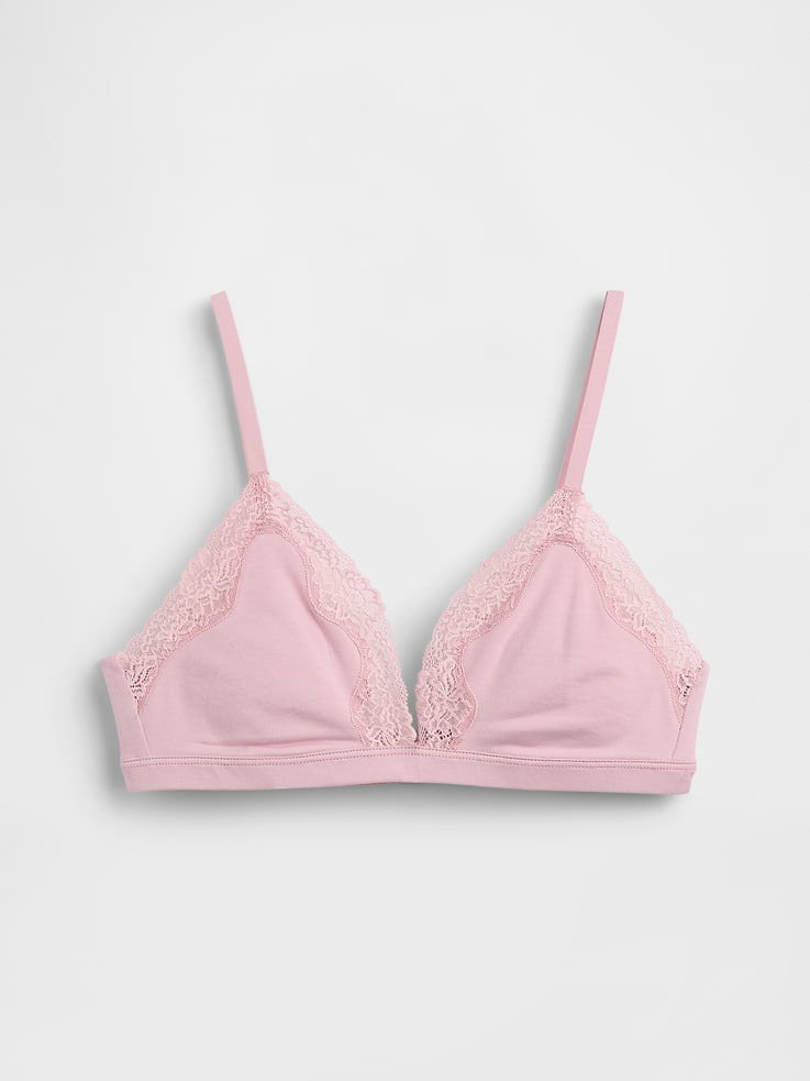 Image number 5 showing, Organic Stretch Cotton Lace-Trim Triangle Bra