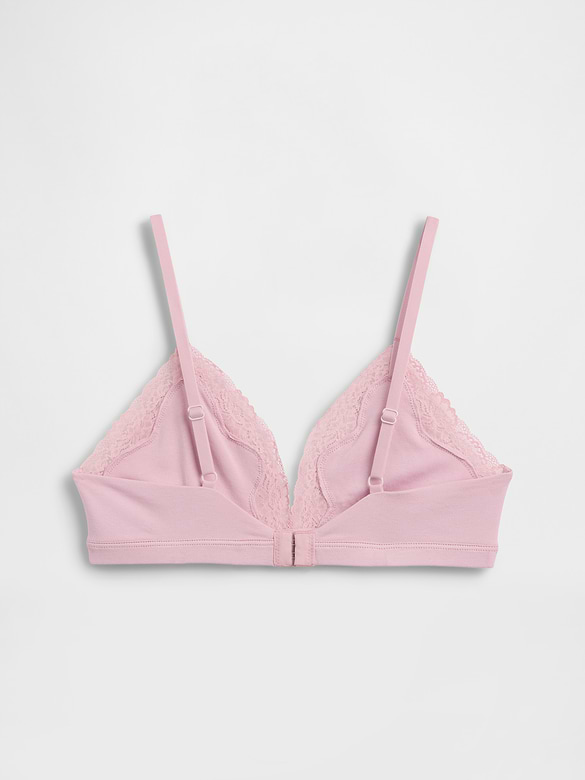 Organic Stretch Cotton Lace-Trim Triangle Bra
