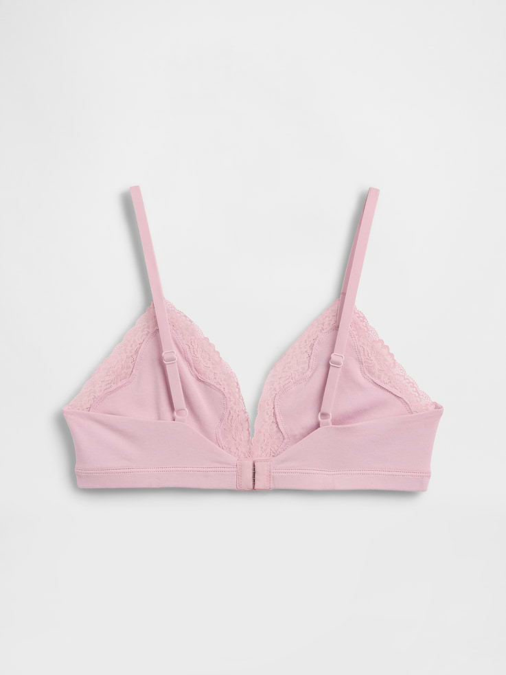 Image number 6 showing, Organic Stretch Cotton Lace-Trim Triangle Bra
