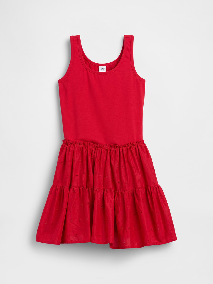 Image number 2 showing, Kids Mixed Media Tiered Tank Dress