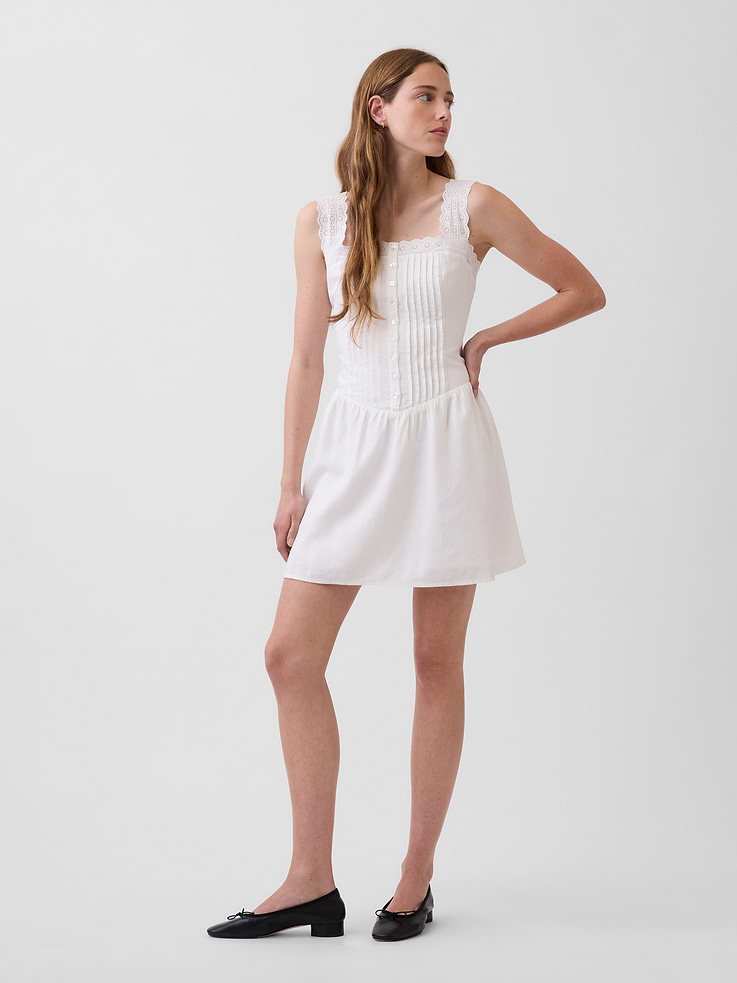 Image number 1 showing, Pintuck Drop-Waist Mini Dress