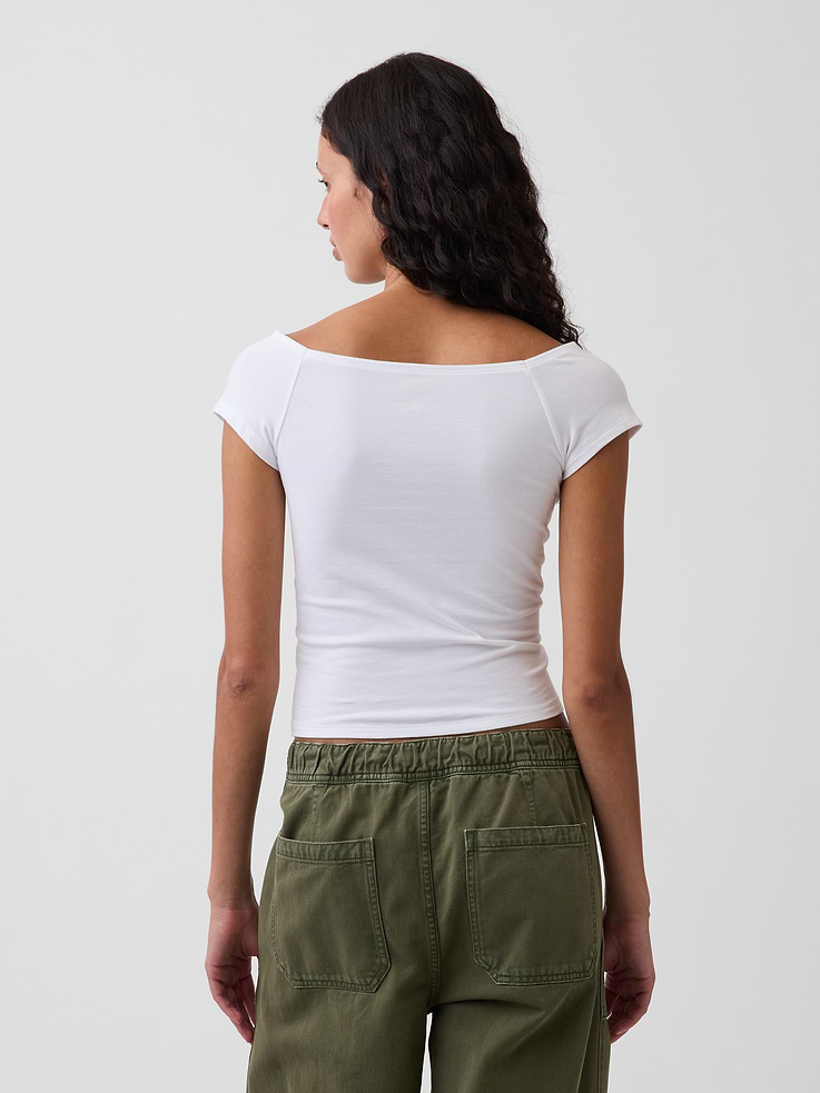 Image number 3 showing, CloseKnit Jersey Off-Shoulder Crop T-Shirt