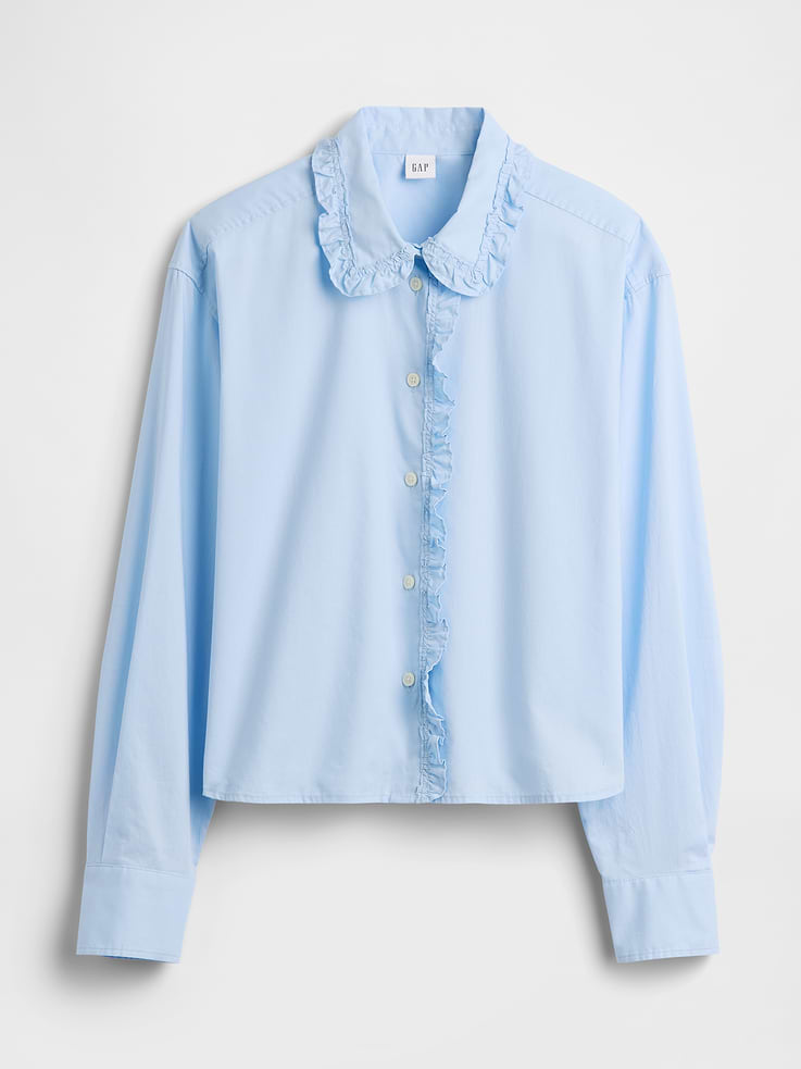Image number 5 showing, Relaxed Cropped Poplin Shirt