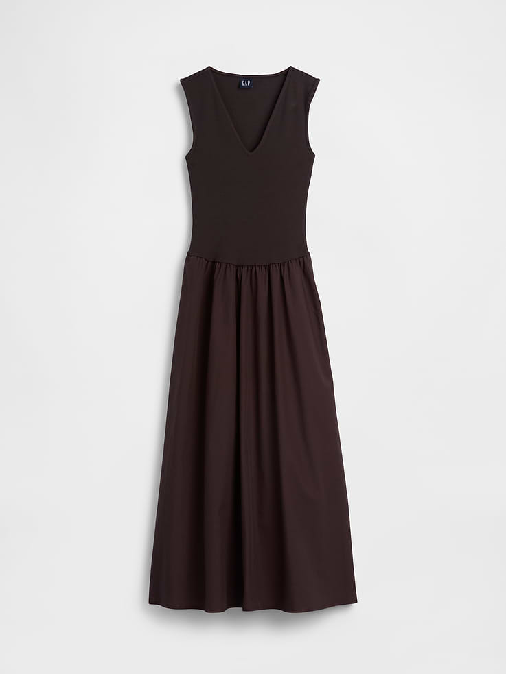 Image number 5 showing, Mixed Media Drop-Waist Maxi Dress
