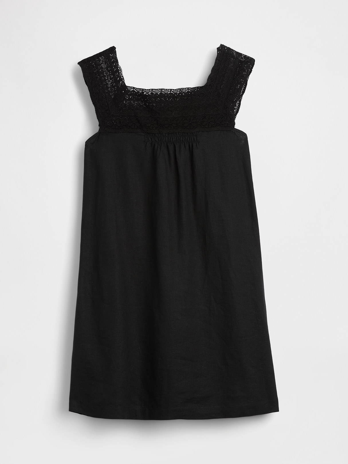 Linen-Blend Crochet Yoke Mini Dress | Gap