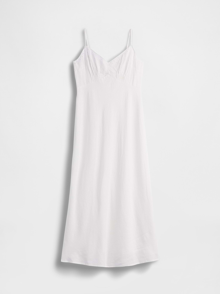 Image number 5 showing, Linen-Blend Embroidered Midi Dress
