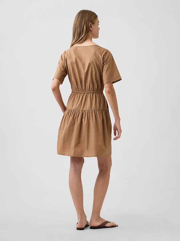 Poplin Button-Up Mini Dress
