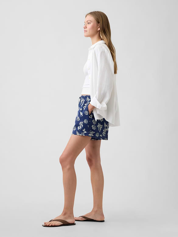 4" Pull-On Linen-Blend Shorts