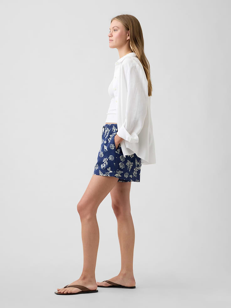 Image number 3 showing, 4" Pull-On Linen-Blend Shorts