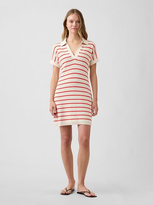 gap knit mini dress Factory Women's Polo Shirt Sweater Red Stripes Size XL Stock_TX_D_1