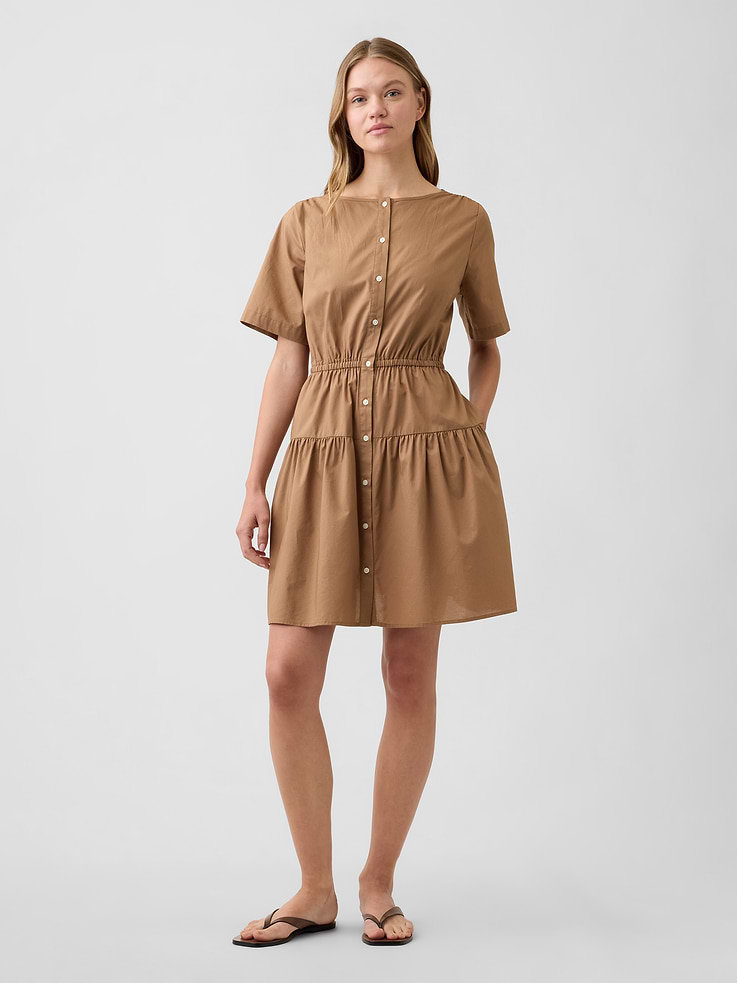 Image number 1 showing, Poplin Button-Up Mini Dress