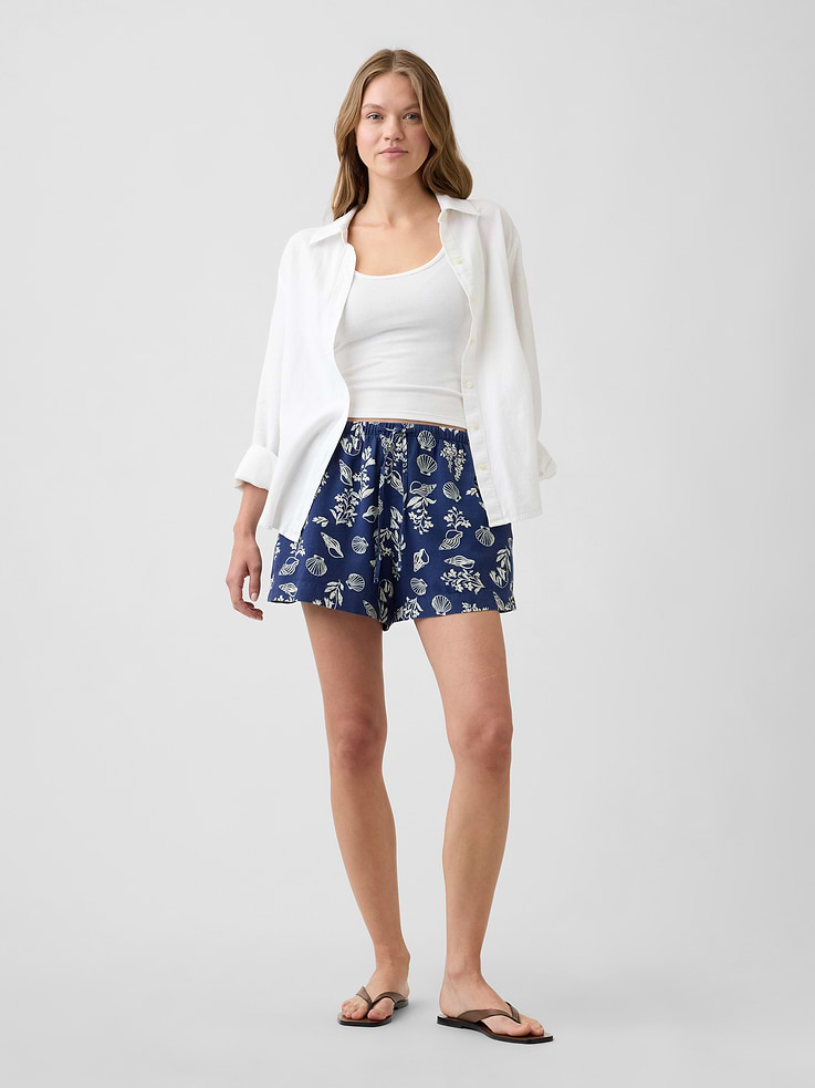 Image number 1 showing, 4" Pull-On Linen-Blend Shorts