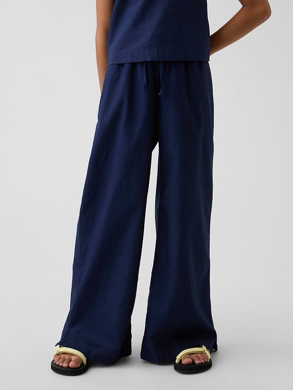 Kids Linen-Cotton Easy Wide-Leg Pants