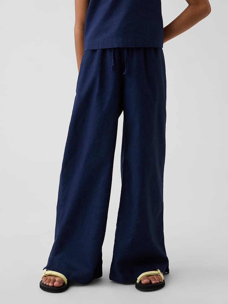 Image number 3 showing, Kids Linen-Cotton Easy Wide-Leg Pants