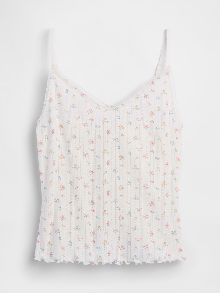 L'image numéro 5 présente Camisole de pyjama à ourlet ondulé en tricot pointelle