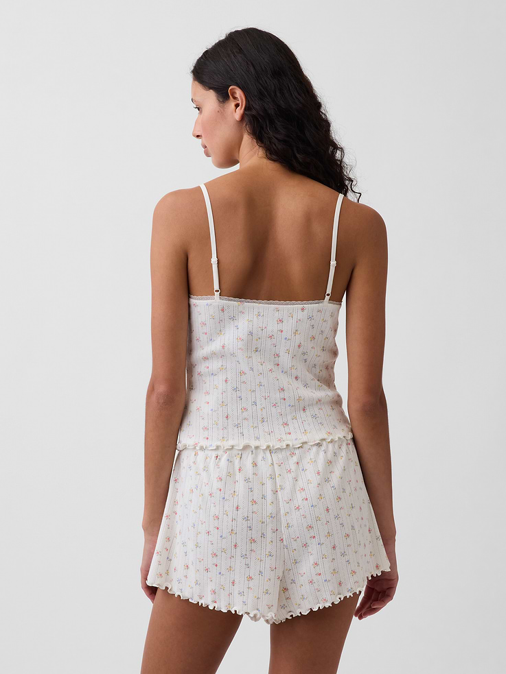 L'image numéro 3 présente Camisole de pyjama à ourlet ondulé en tricot pointelle