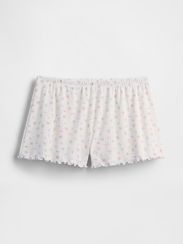 Pointelle Lettuce-Hem PJ Shorts