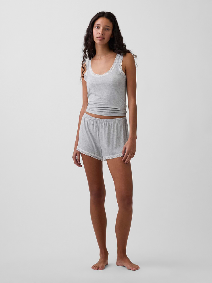 Image number 2 showing, SoftMade Modal Lace-Trim PJ Tank Top