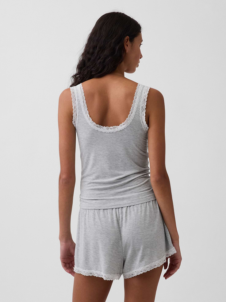 Image number 3 showing, SoftMade Modal Lace-Trim PJ Tank Top
