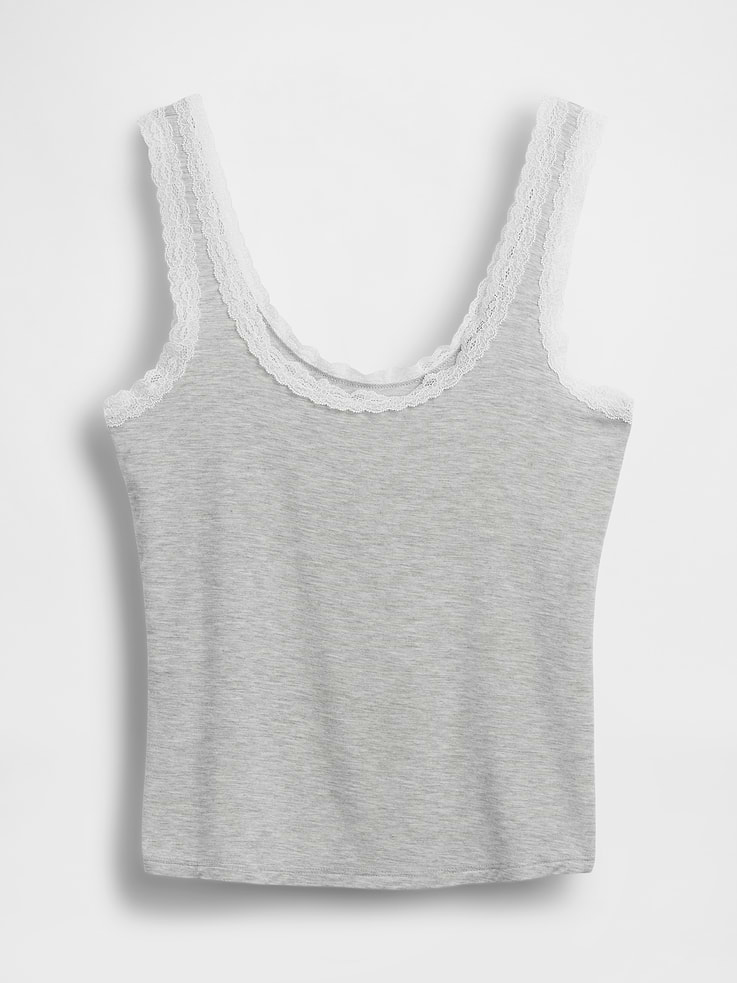 Image number 5 showing, SoftMade Modal Lace-Trim PJ Tank Top
