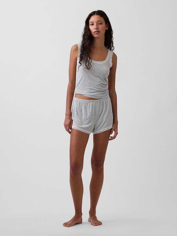 SoftMade Modal Lace-Trim PJ Shorts