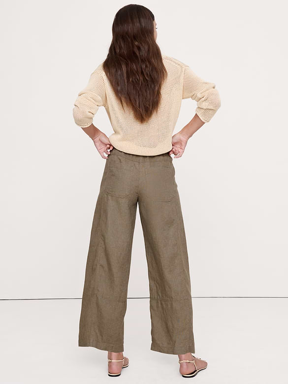 Mid-Rise Relaxed Painter Pull-On Pant in Linen