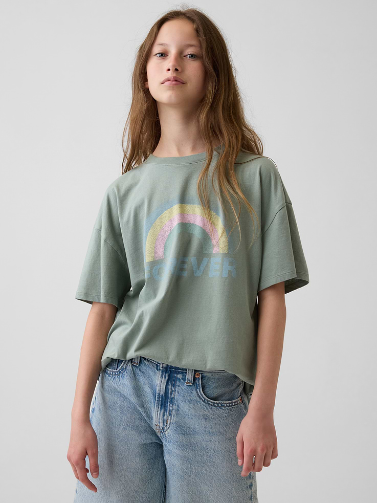 Image number 1 showing, Kids Oversized Tunic Graphic T-Shirt