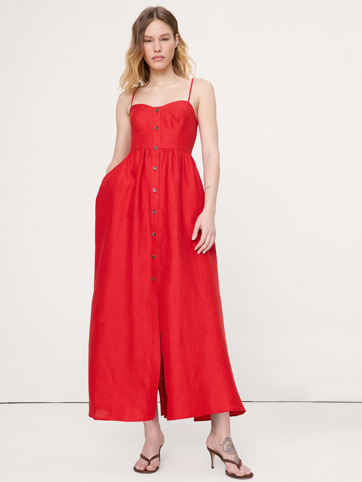 Linen Corset Button-Down Dress