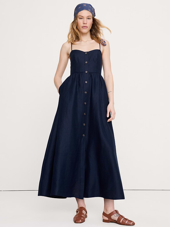 Linen Corset Button-Down Dress
