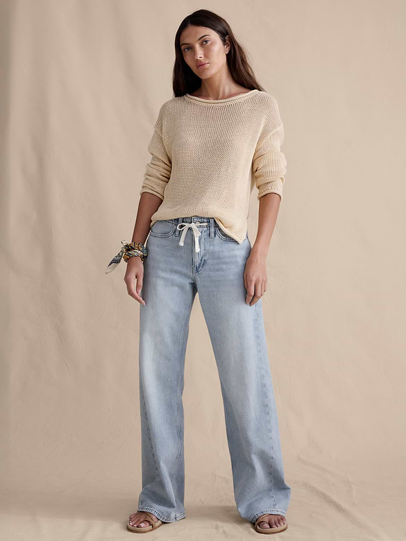 Mid-Rise Wide-Leg Drawstring Jean