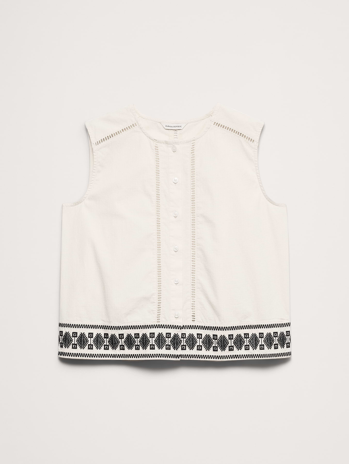 L'image numéro 4 présente Camisole en coton extensible brodé