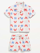 L'image numéro 2 présente Ensemble short et chemise à tissage double à motif pour bébé