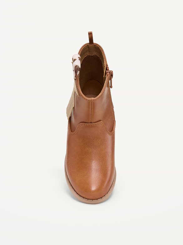 Faux-Leather Side-Zip Western Boots for Toddler Girls