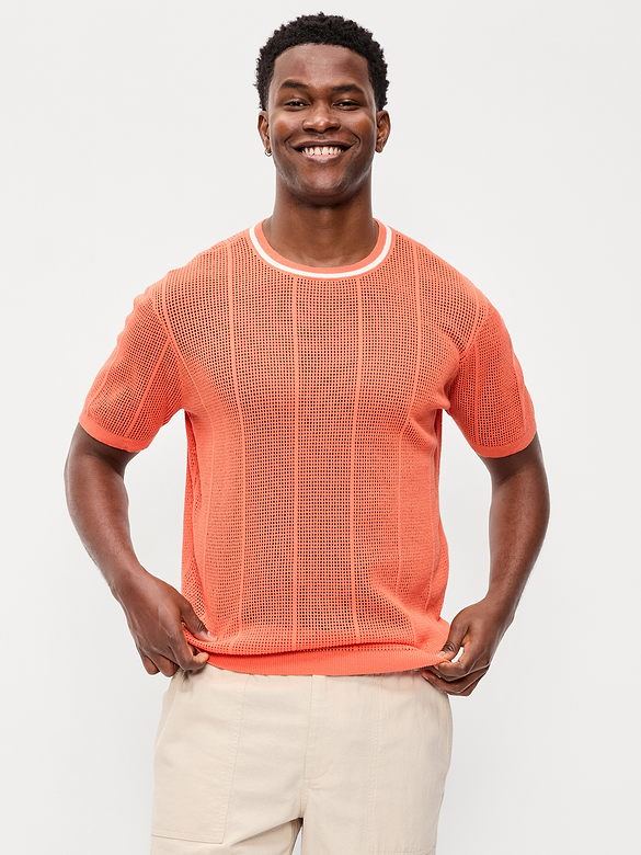 Relaxed Mesh-Knit T-Shirt