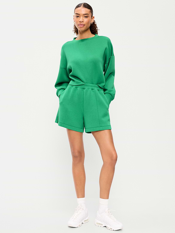 High-Waisted Bounce Fleece Shorts -- 5-inch inseam
