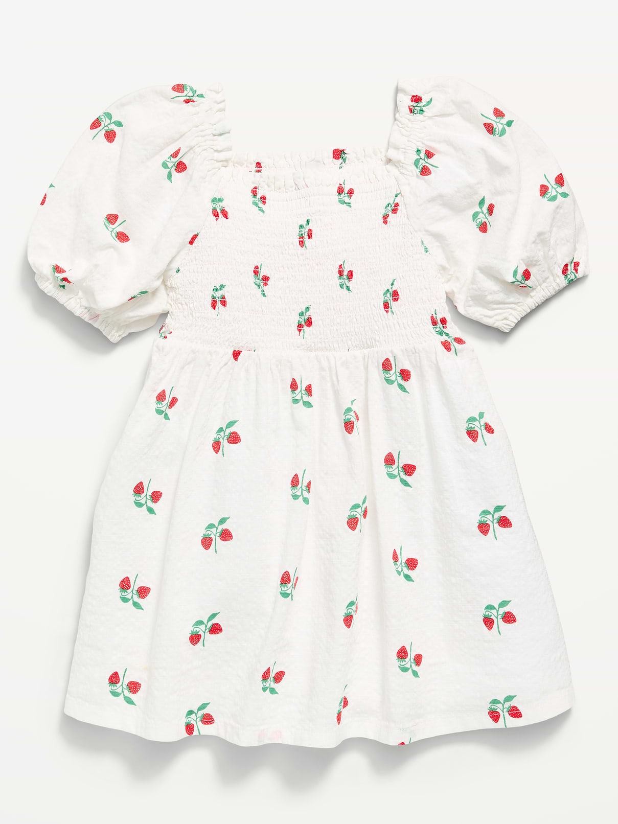 Image number 1 showing, Printed Fit and Flare Puff-Sleeve Smocked Dress for Toddler Girls
