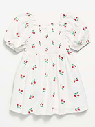 Image number 1 showing, Printed Fit and Flare Puff-Sleeve Smocked Dress for Toddler Girls