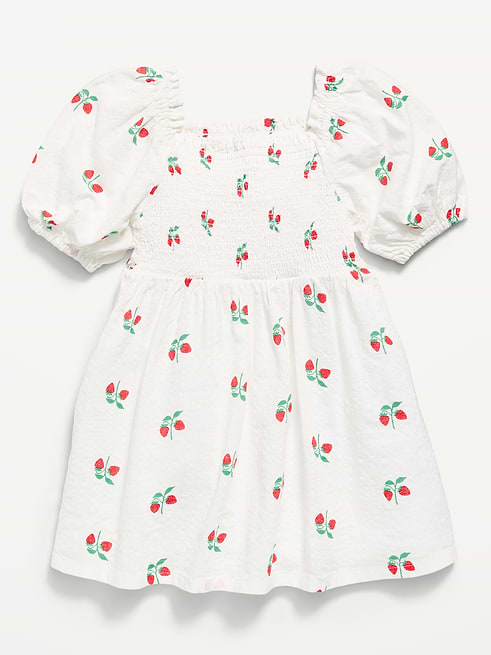 Printed Printed Fit and Flare Puff-Sleeve Smocked Dress for Toddler Girls on clearance at Old Navy — 50% off