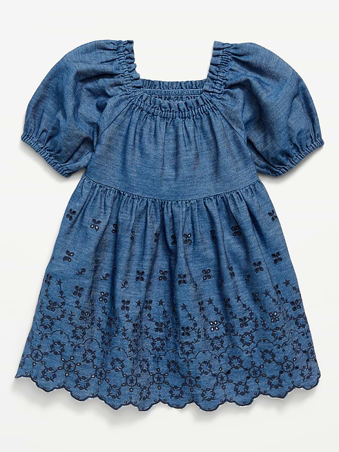 Fit Fit and Flare Puff-Sleeve Embroidered Dress for Toddler Girls on clearance at Old Navy — 40% off