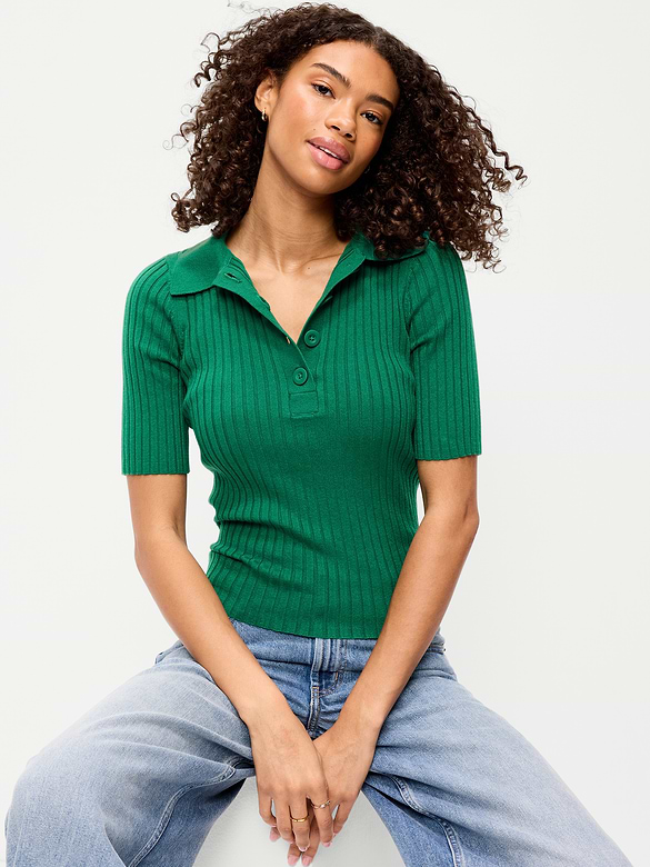 Short-Sleeve Ribbed Polo