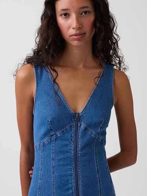 zip front denim dress Anthem the Label in Indigo Large perfect for those wanting to stand out from the crowd Dark Wash Denim Zip Up