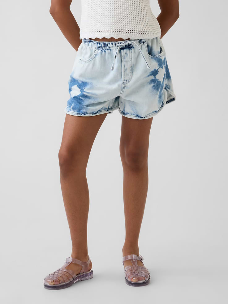 Image number 3 showing, Kids High Rise Tie-Dye Denim Easy Shorts
